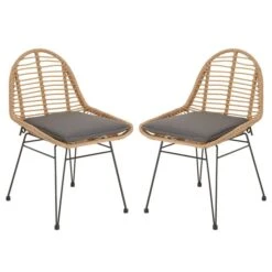 Esszimmerstuhl Gartenstuhl LOBOS Im 2er Set Aus Flechtrattan