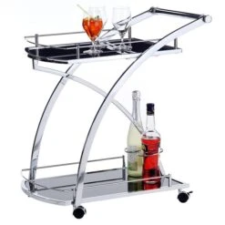 Servierwagen EVO In Schwarz Und Chrom