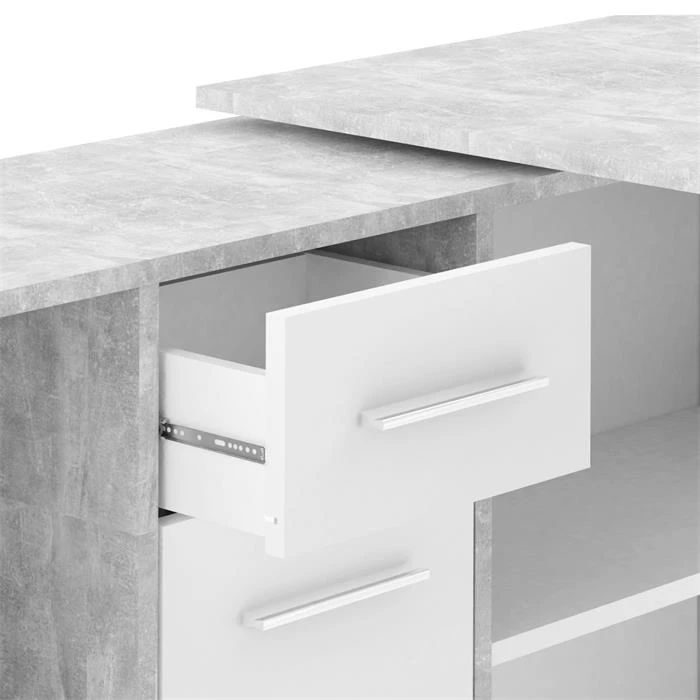 Eckschreibtisch DIEGO Mit Regal In Betonoptik/weiß – Bild 4