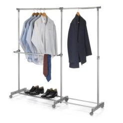 Rollgarderobe LONDON Chrom/grau Höhenverstellbar