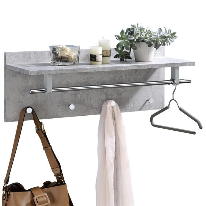 Wandgarderobe ULF In Betonoptik / Chrom