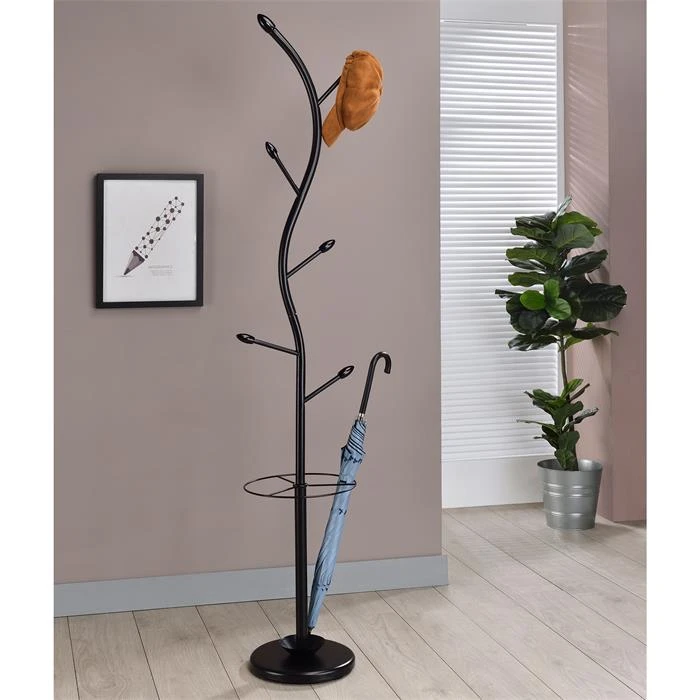 Kleiderständer TRIANA Mit 6 Kleiderhaken Und Schirmständer, Schwarz – Bild 2