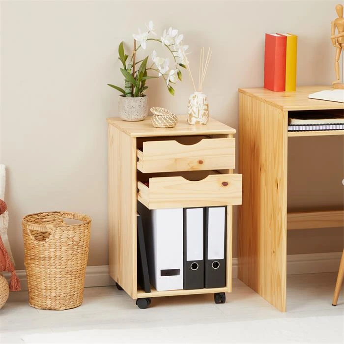 Rollcontainer KANO Mit 2 Schubladen Und 1 Ablagefach In Natur – Bild 3