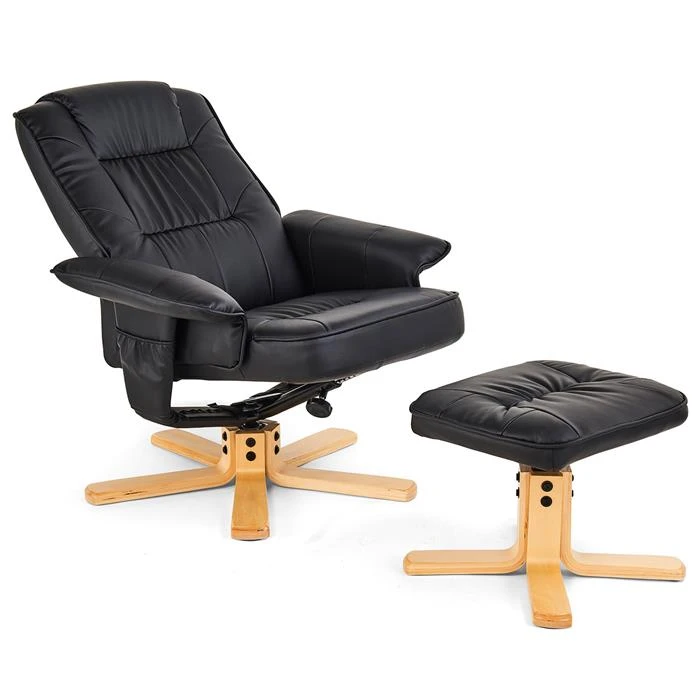 Relaxsessel CHARLY Mit Hocker Und Kunstleder In Schwarz – Bild 3