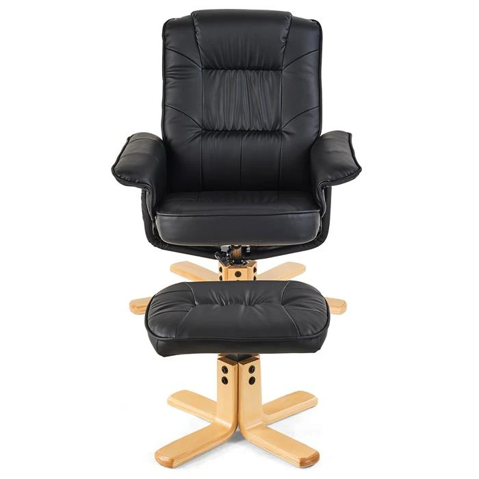 Relaxsessel CHARLY Mit Hocker Und Kunstleder In Schwarz – Bild 4