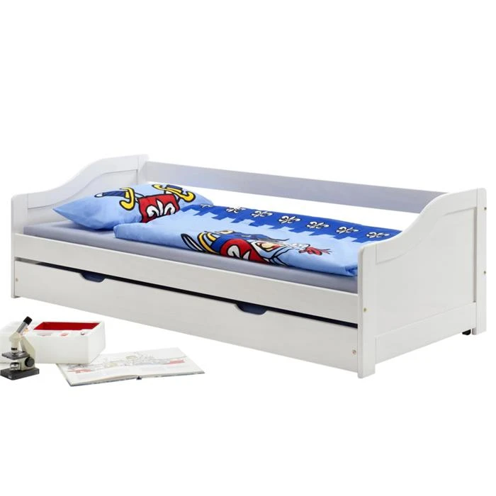 Ausziehbett LISA Kiefer Massiv, Weiss, 90x200 Cm – Bild 2