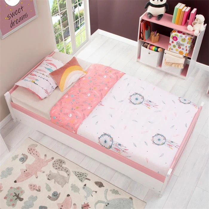 Ausziehbett LORENA 90x190 Cm, Kiefer In Weiß/rosa – Bild 3