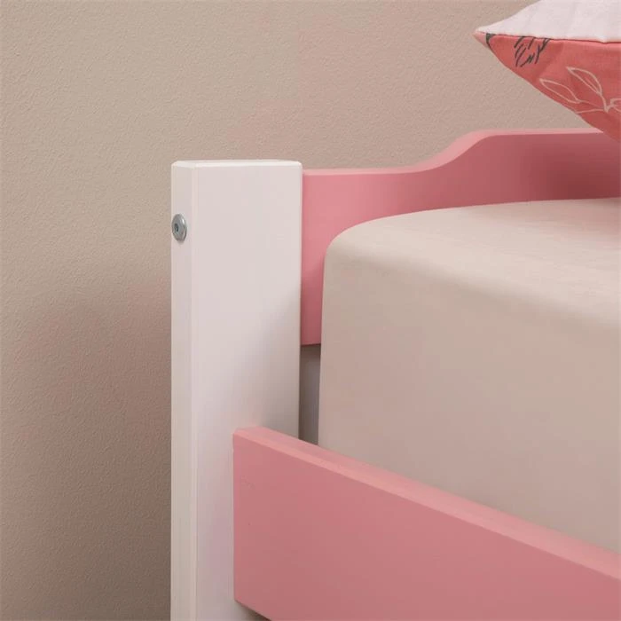 Ausziehbett LORENA 90x190 Cm, Kiefer In Weiß/rosa – Bild 4