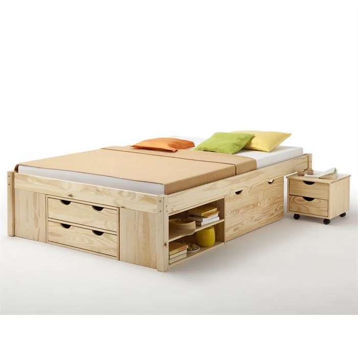 Bett Mit Stauraum SABRINA 140x200 Cm, Kiefer Massiv In Natur – Bild 2