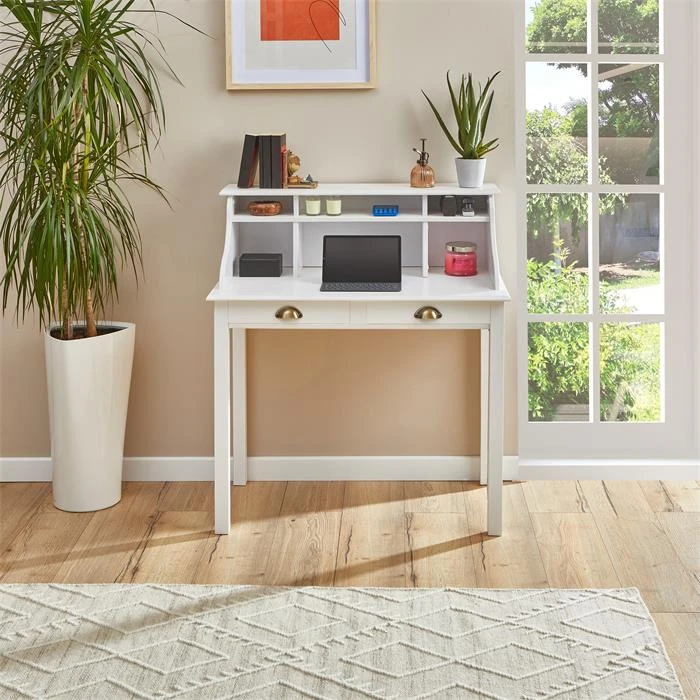 Sekretär MARLENE Mit 2 Schubladen Und 6 Fächer In Weiß – Bild 2