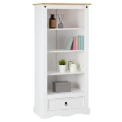 Bücherschrank TEQUILA, Kiefer Massiv Weiß/braun, Mexiko