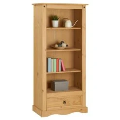 Bücherschrank TEQUILA, Kiefer Massiv Braun, Mexiko