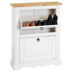 Schuhkipper TEQUILA, Kiefer Massiv, Weiß/braun, Mit 2 Klappen, Mexiko