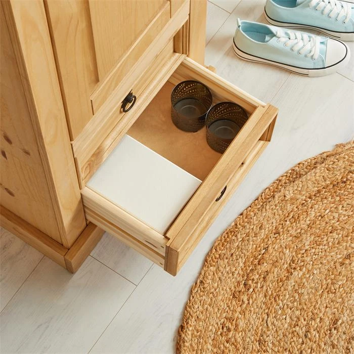 Schuhschrank TEQUILA, Kiefer Massiv, Mit 2 Schubladen Und 8 Fächer, Mexiko – Bild 6