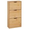 Schuhschrank BASIL Mit 3 Kipper In Braun, Kiefer Massiv