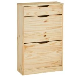 Schuhkipper BASIL Mit 2 Kipper Und In Natur, Kiefer Massiv