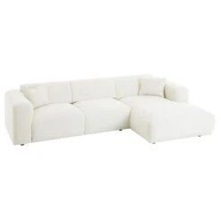 Ecksofa NUBES Inkl. Kissen, Chenille In Weiß