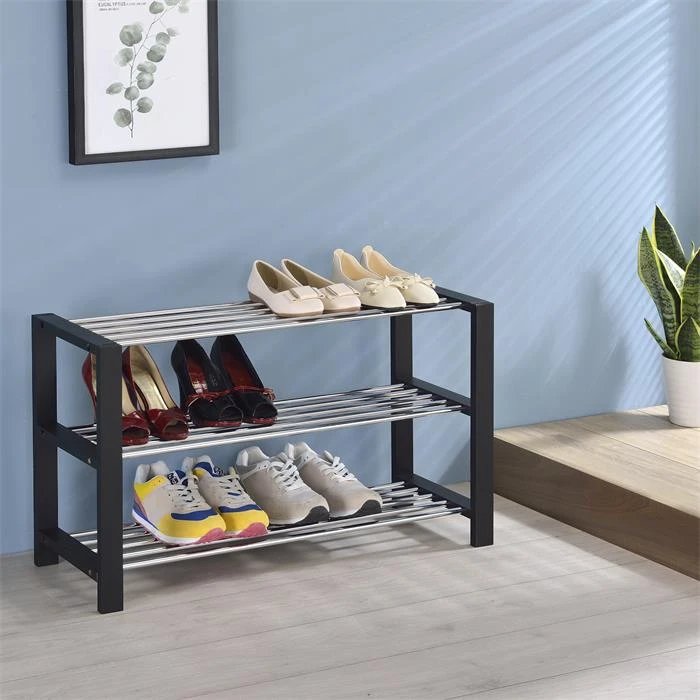 Schuhregal ARINA 3 Böden Schwarz – Bild 2