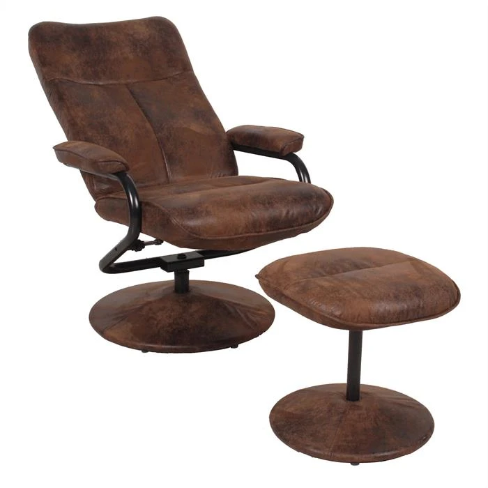 Relaxsessel DAKOTA Mit Hocker Und Stoffbezug Im Wildleder Look / Braun – Bild 2