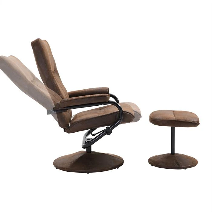 Relaxsessel DAKOTA Mit Hocker Und Stoffbezug Im Wildleder Look / Braun – Bild 3