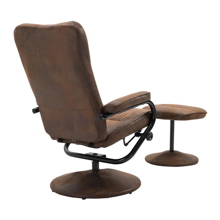 Relaxsessel DAKOTA Mit Hocker Und Stoffbezug Im Wildleder Look / Braun – Bild 4