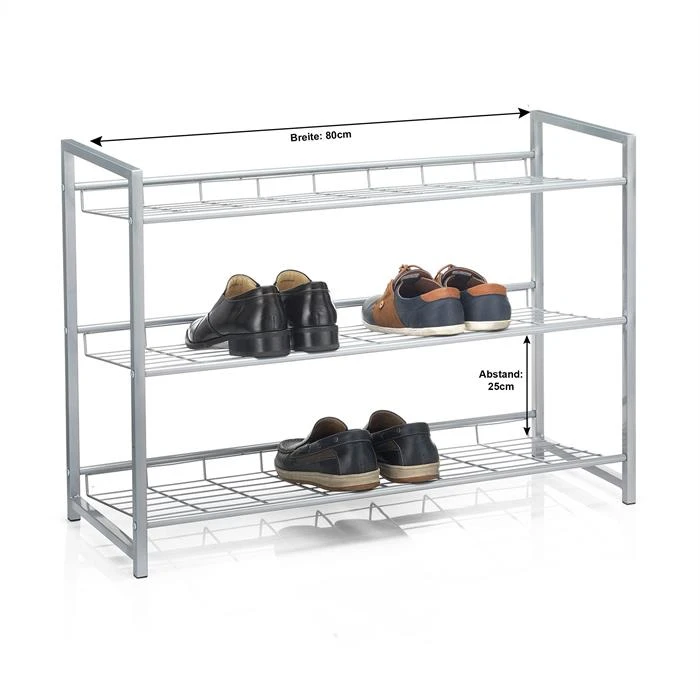 Schuhregal SYSTEM Silber Lackiert, 3 Fächer – Bild 3
