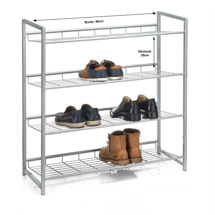 Schuhregal SYSTEM Silber Lackiert, 4 Fächer – Bild 3
