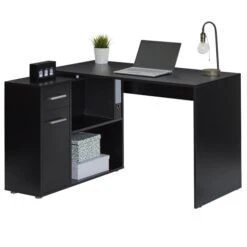 Eckschreibtisch LENA Mit Regal In Schwarz