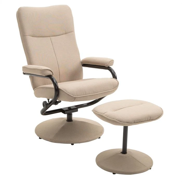 Relaxsessel DAKOTA Mit Hocker Und Stoffbezug In Beige