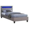 Polsterbett HIMALAYA 90x200 Cm, LED Beleuchtung, Stoff Grau