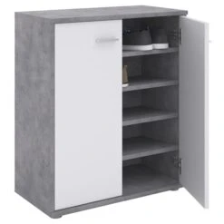 Schuhschrank LENNIS 2 Türen In Betonoptik/weiß