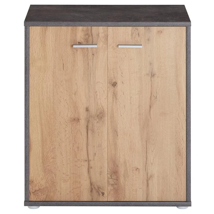 Schuhschrank LENNIS 2 Türen In Beton Dunkel/Wotan Eiche – Bild 3