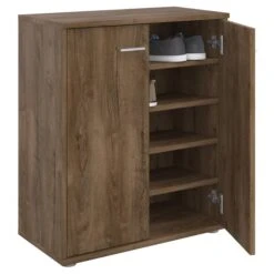 Schuhschrank LENNIS 2 Türen In Eiche Dunkelbraun