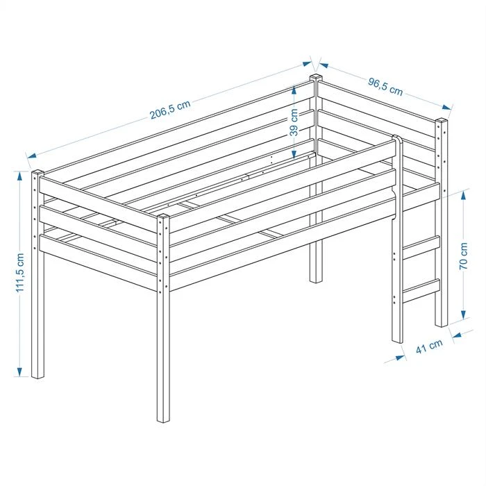 Hochbett ERIK Weiß Mit Vorhang PRINZESSIN, Pink/rosa – Bild 2
