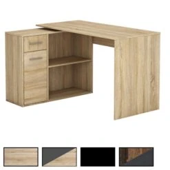 Eckschreibtisch LENA Mit Regal In Weiß/schwarz